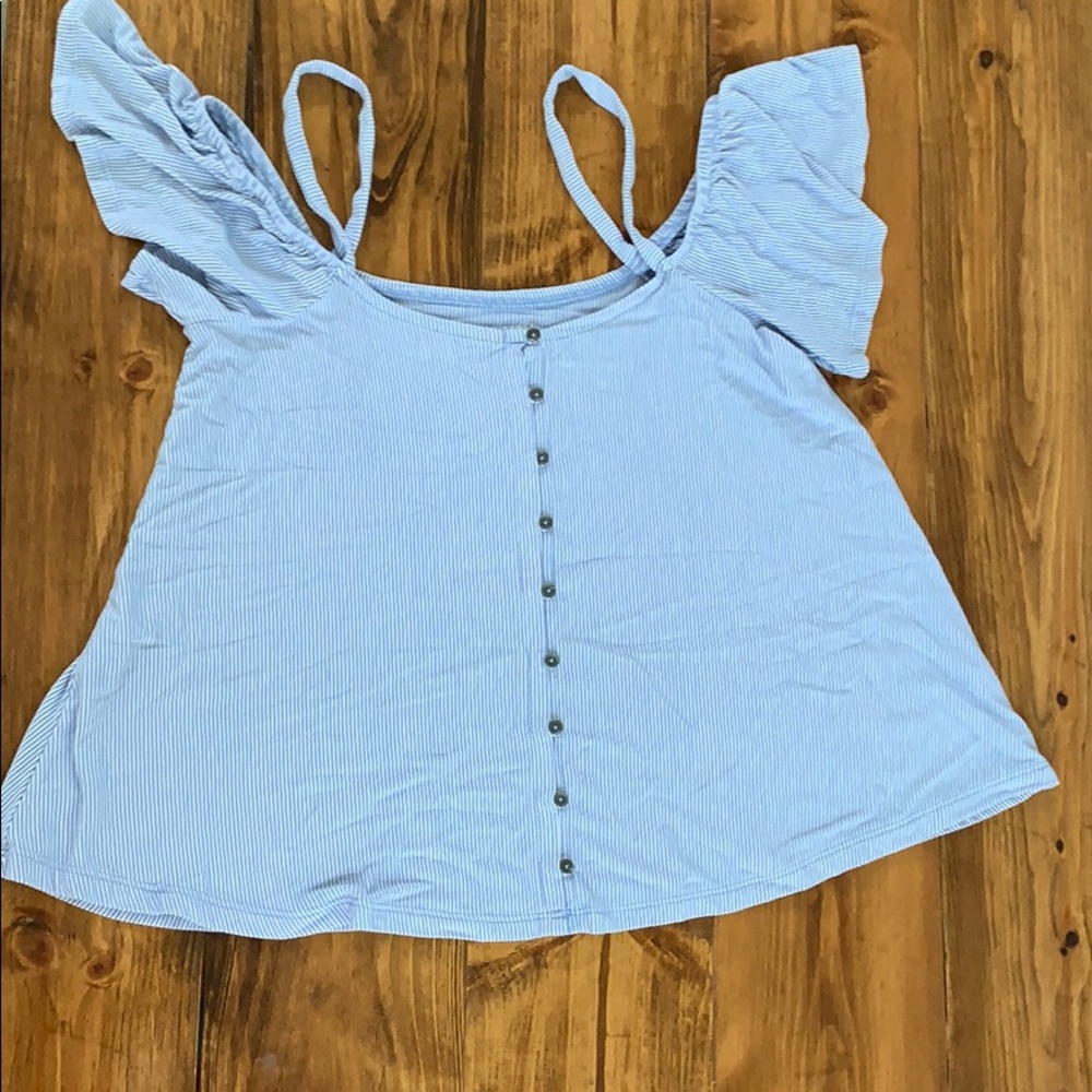 Blue and white stripe top